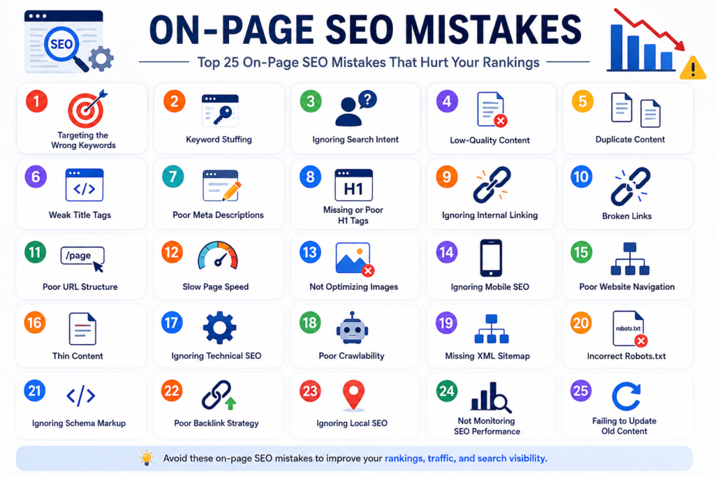 On-page SEO mistakes infographic